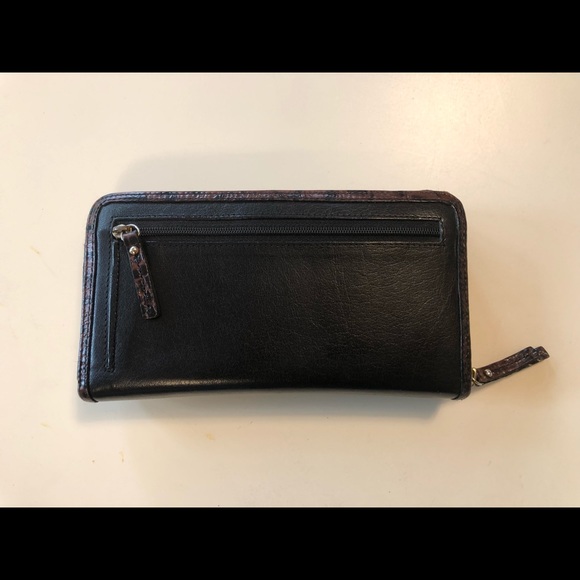 Brahmin Bags Braman Black And Brown Leather Zip Around Wallet